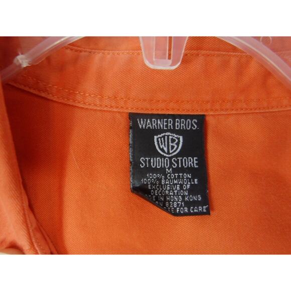 Warner Bros Studio Store Taz Shirt Mens Med. Button Up Orange Embroidered Looney - Picture 3 of 9
